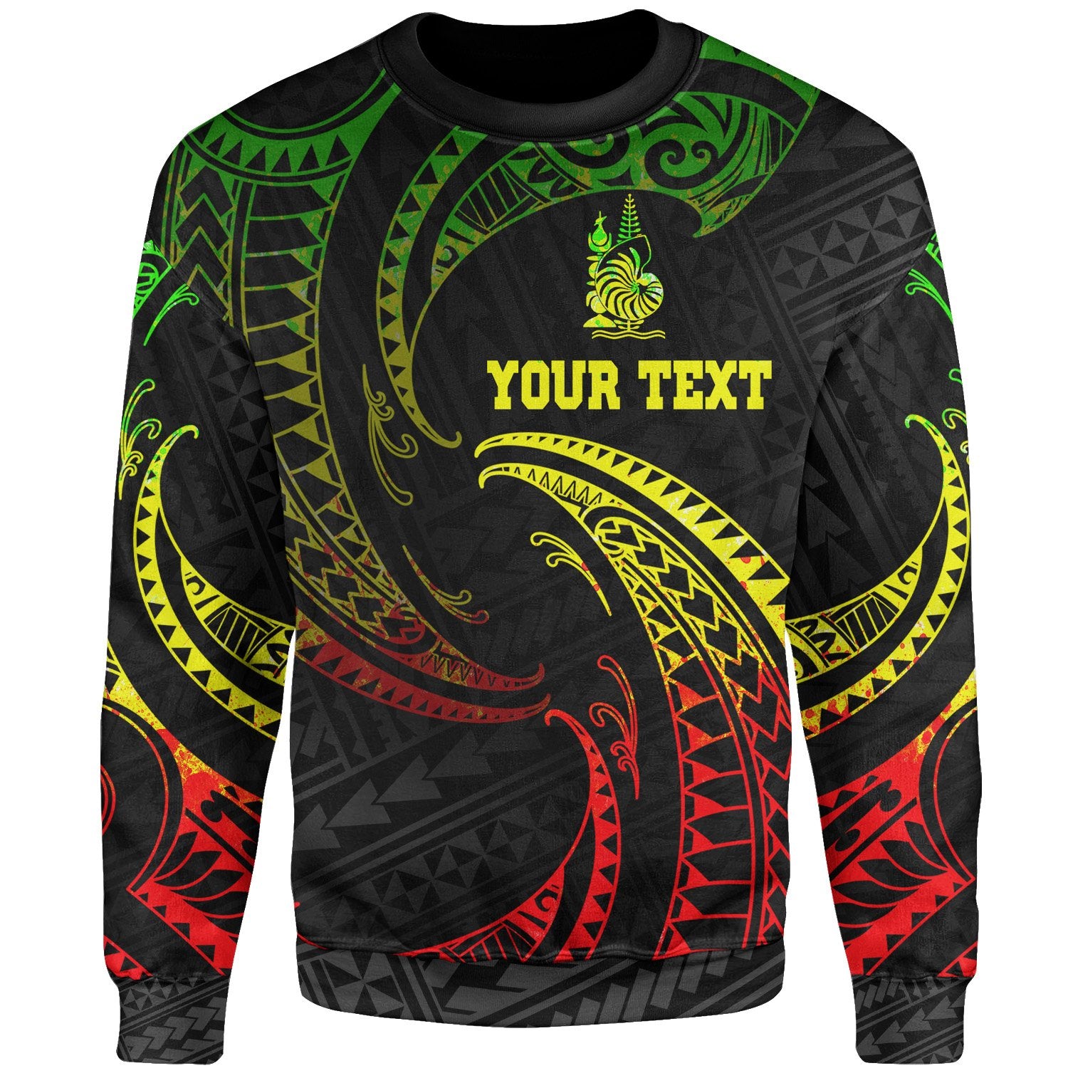 New Caledonia Polynesian Custom Personalised Sweater - Reggae Tribal Wave Unisex Reggae - Polynesian Pride