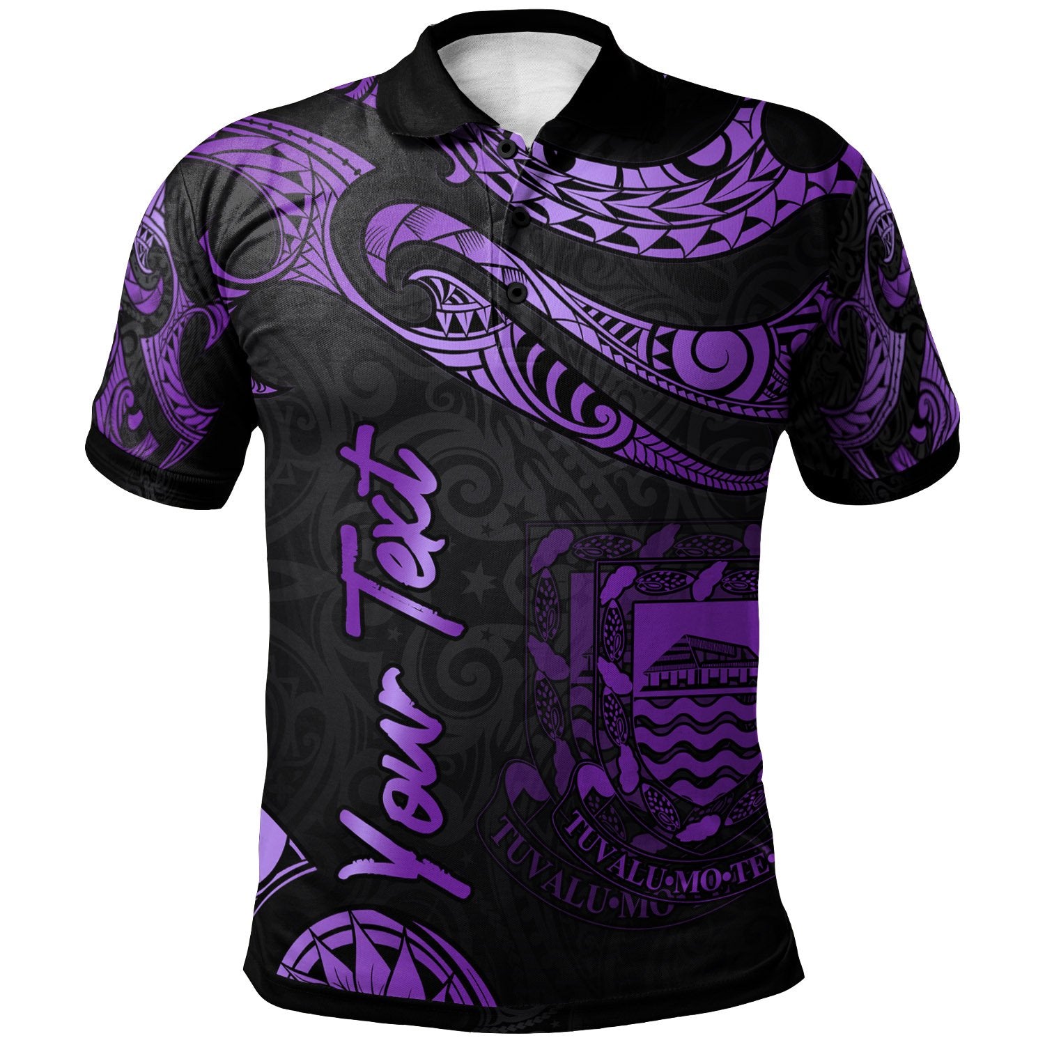 Tuvalu Custom Polo Shirt Polynesian Tattoo Purple Version Unisex Purple - Polynesian Pride