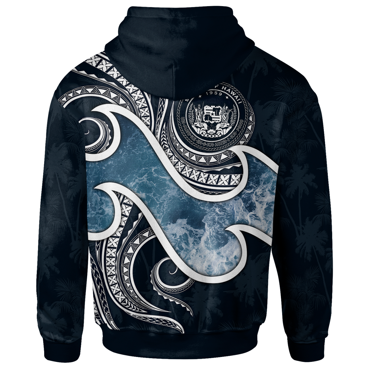 Polynesian Hawaii Hoodie Ocean Style (Coat of Arms) - Polynesian Pride