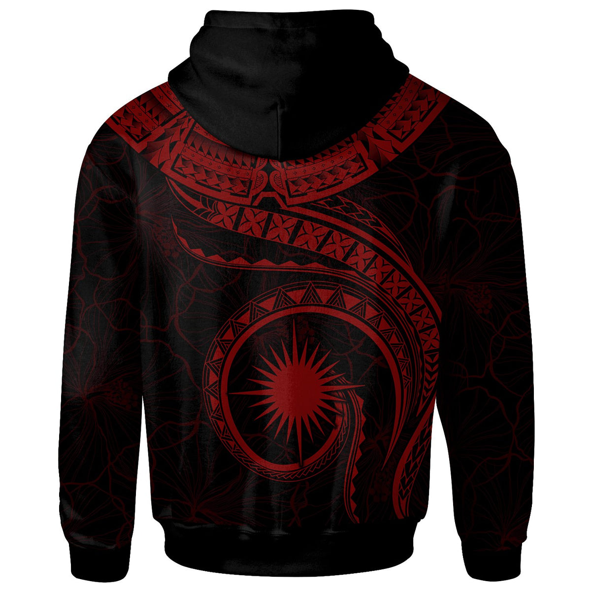 Marshall Islands Polynesian Zip up Hoodie Marshall Islands Waves (Red) - Polynesian Pride