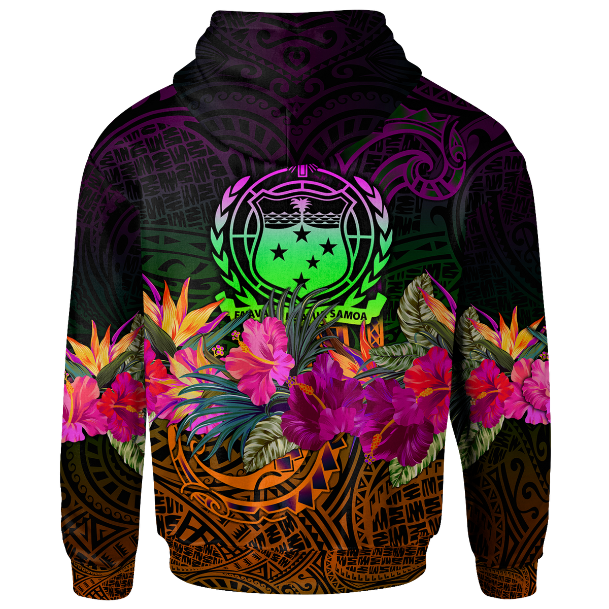 Samoa Zip up Hoodie Summer Hibiscus - Polynesian Pride