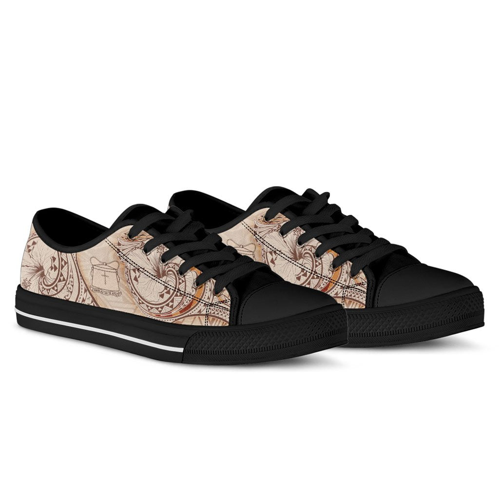 Tokelau Low Top Shoes - Hibiscus Flowers Vintage Style - Polynesian Pride