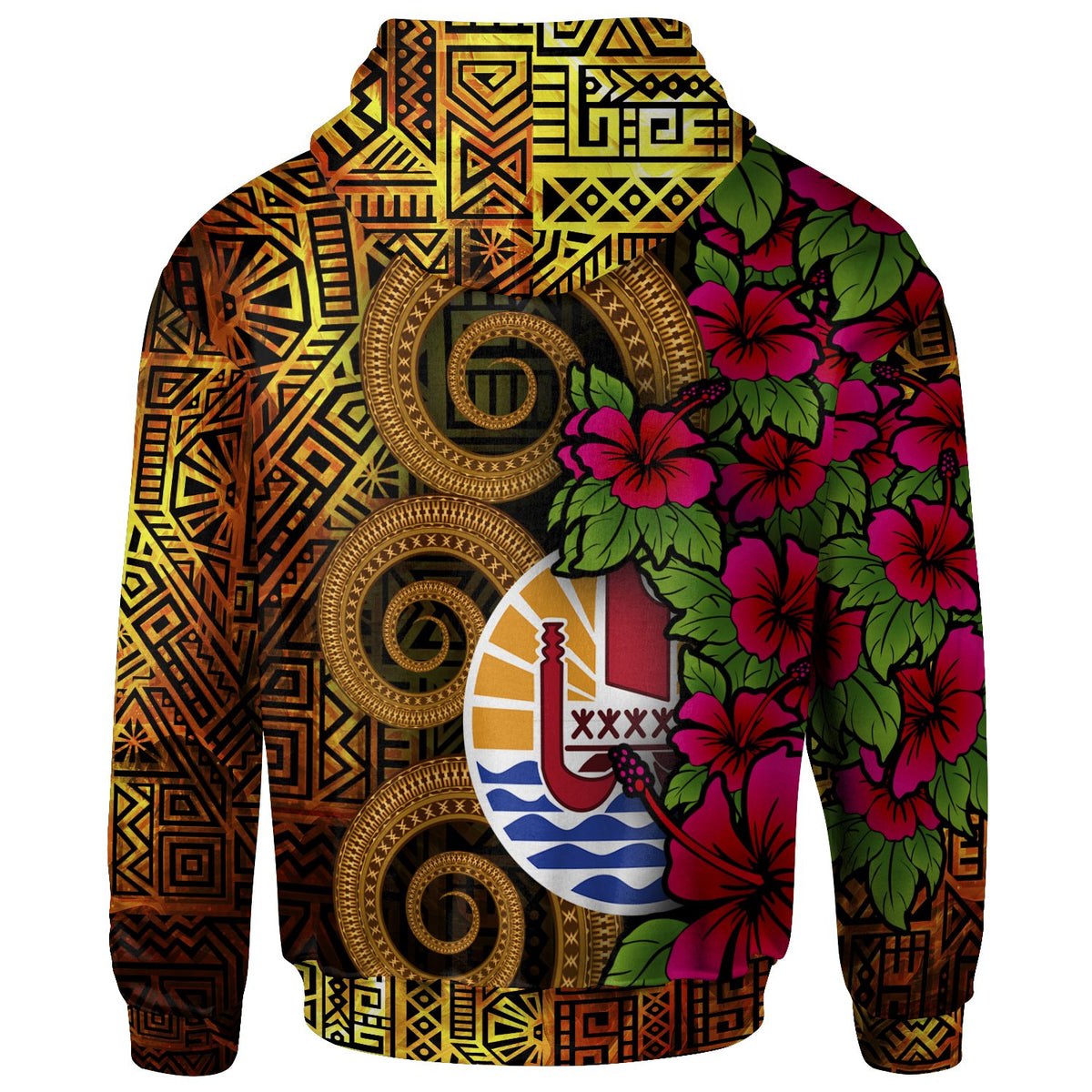Tahiti Polynesian Custom Zip up Hoodie Hibiscus Vintage - Polynesian Pride