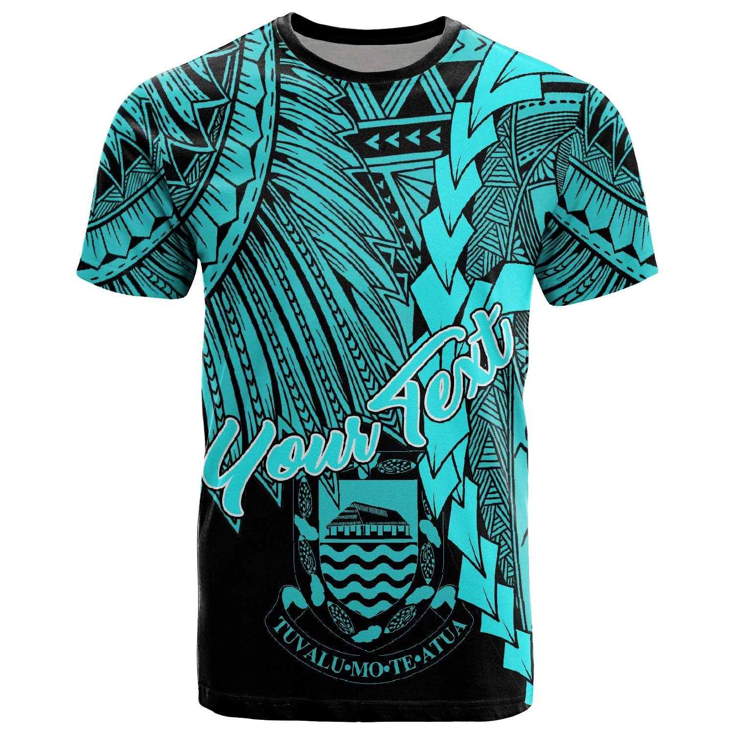 Tuvalu Polynesian Custom T Shirt Tribal Wave Tattoo Neon Blue Unisex Neon Blue - Polynesian Pride