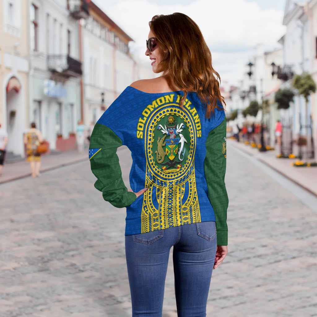 Solomon Islands Independence Anniversary 44th Years Women Off Shoulder Sweater - LT12 - Polynesian Pride
