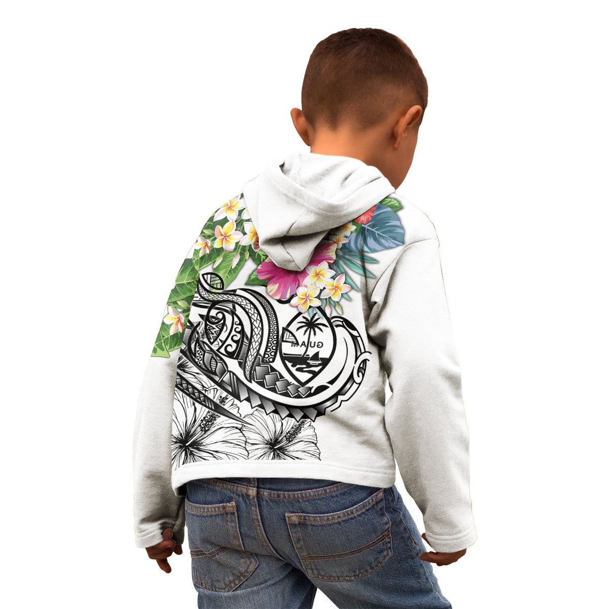Guam Polynesian Hoodie Summer Plumeria (White) - Polynesian Pride
