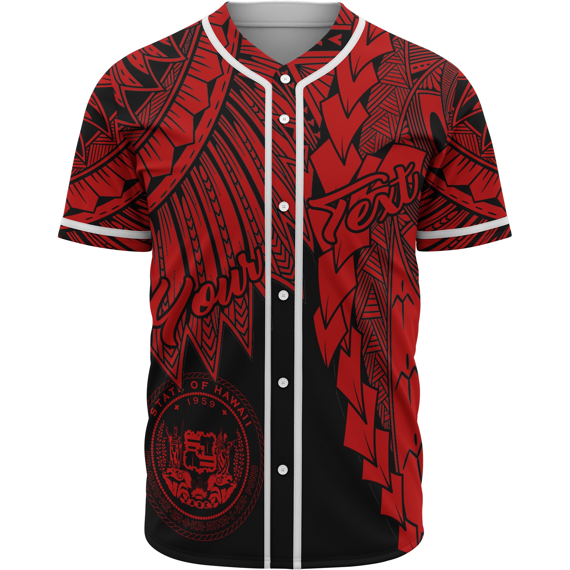 Hawaii Polynesian Custom Personalised Baseball Shirt - Tribal Wave Tattoo Red Unisex Red - Polynesian Pride