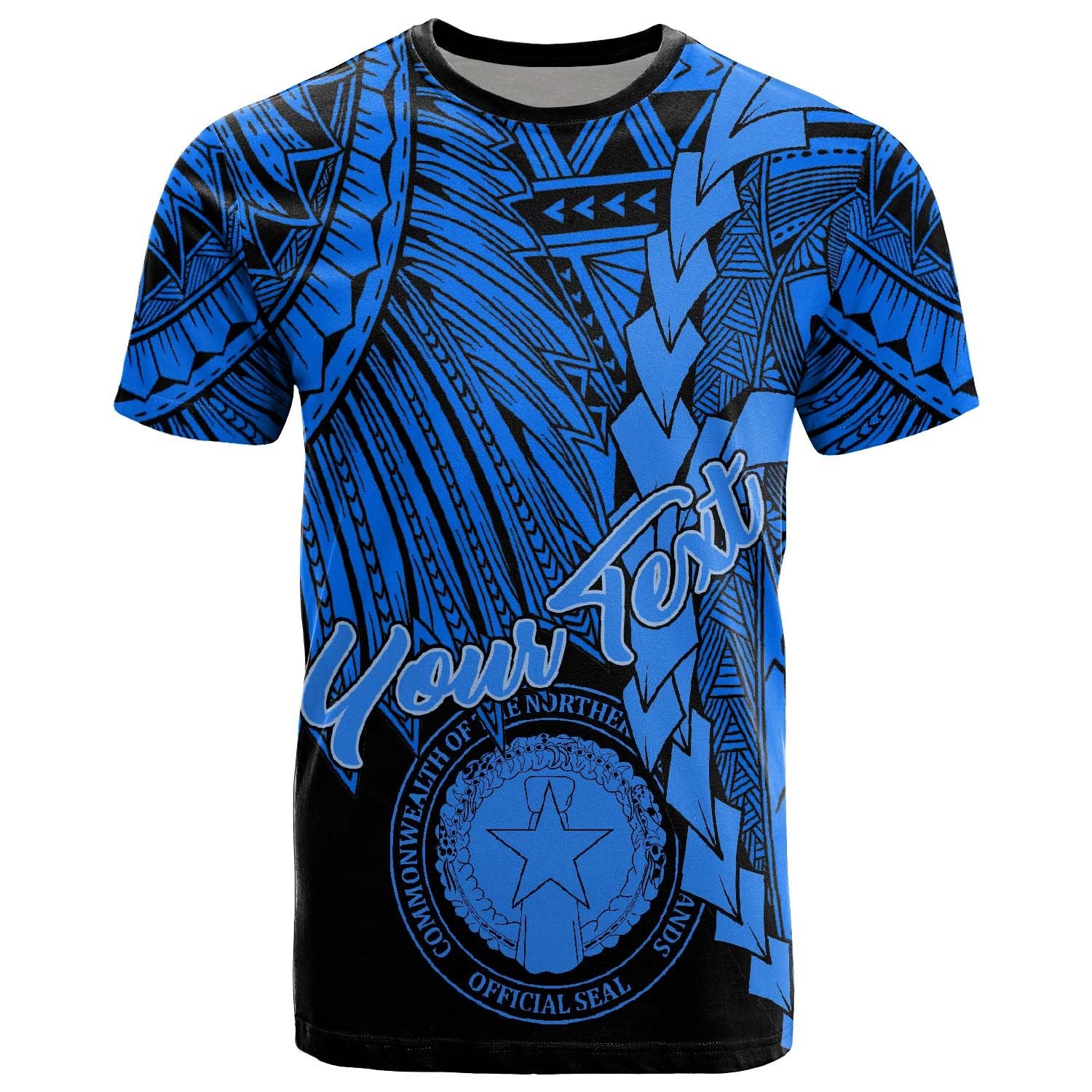 Northern Mariana Islands Polynesian Custom T Shirt Tribal Wave Tattoo Blue Unisex Blue - Polynesian Pride