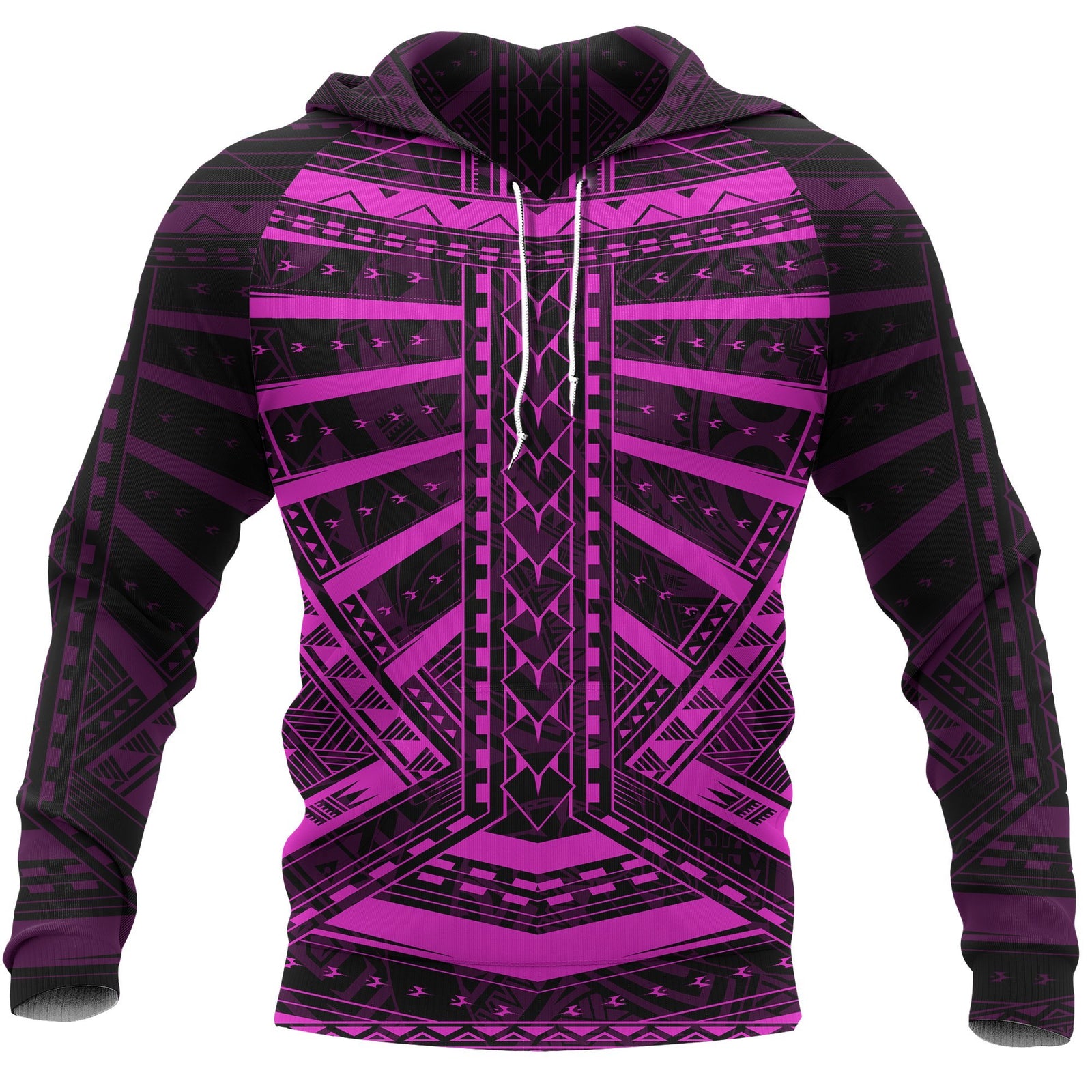 Polynesian Tattoo All Over Hoodie Pink Unisex Pink - Polynesian Pride