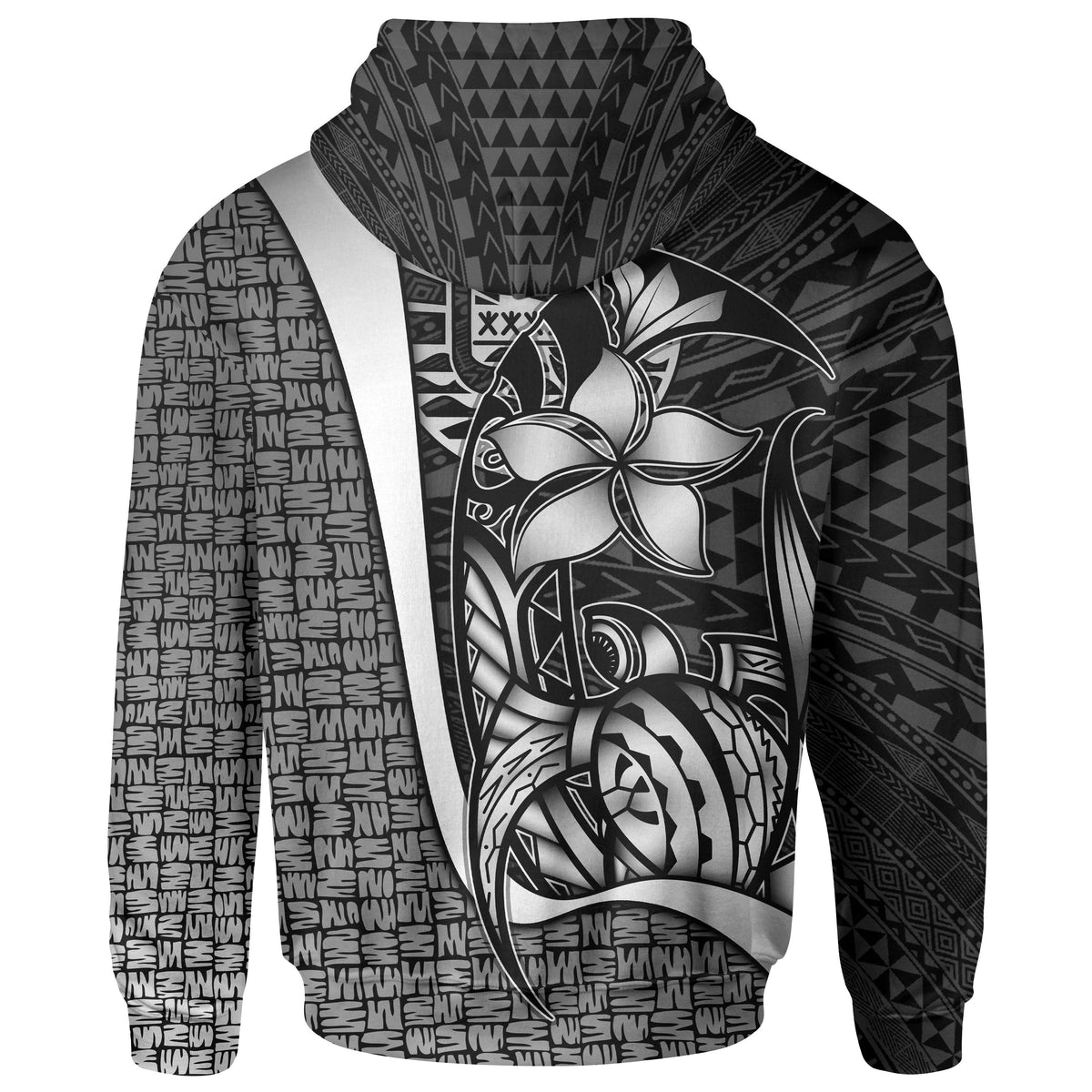 Tahiti Polynesian Hoodie White Turtle with Hook - Polynesian Pride