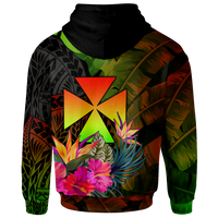 Wallis and Futuna Polynesian Custom Zip up Hoodie Hibiscus and Banana Leaves - Polynesian Pride