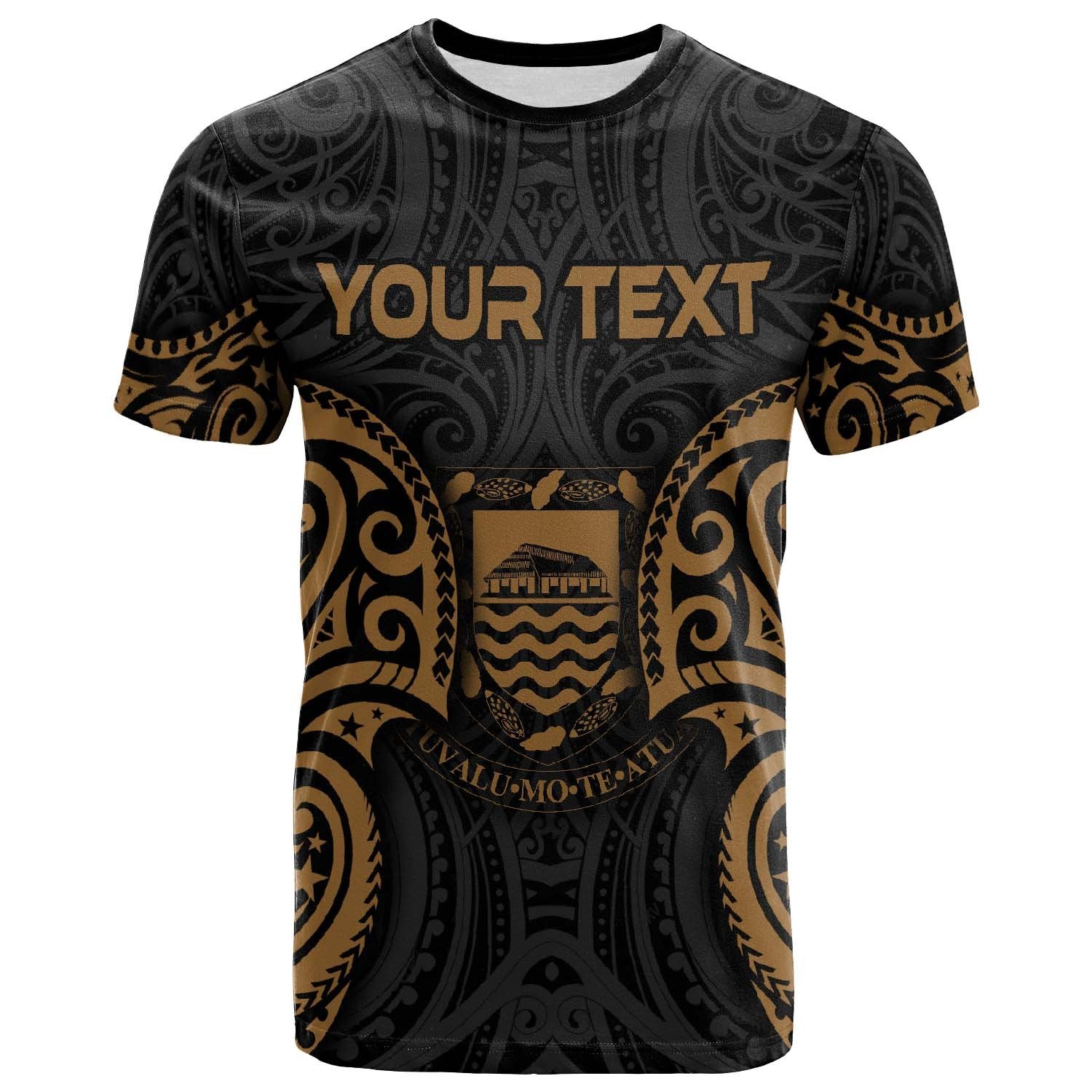 Tuvalu Polynesian Custom T Shirt Tuvaluan Spirit Gold Unisex Gold - Polynesian Pride