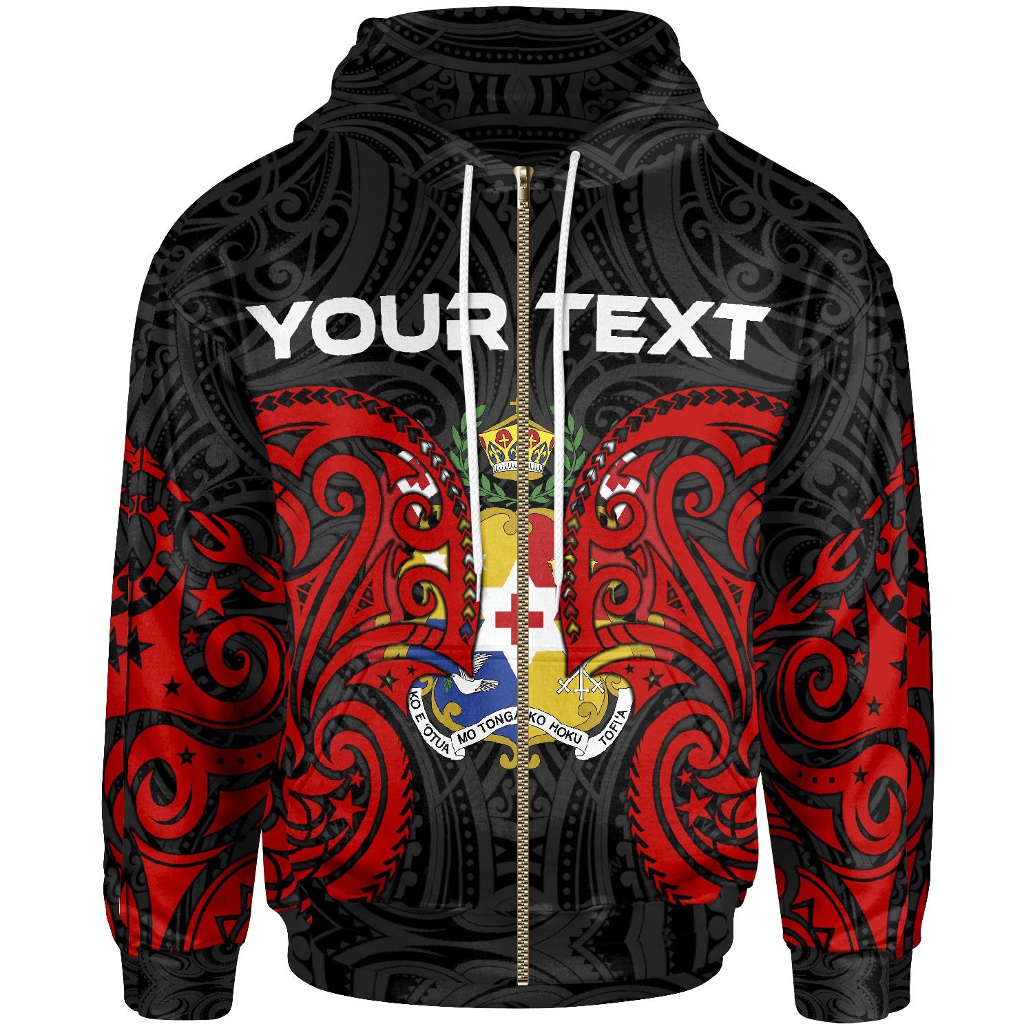 Tonga Polynesian Custom Zip up Hoodie Tongan Spirit Unisex Red - Polynesian Pride