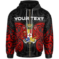 Tonga Polynesian Custom Zip up Hoodie Tongan Spirit Unisex Red - Polynesian Pride