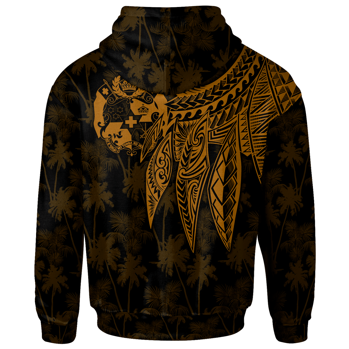 Tonga Custom Hoodie Polynesian Wings (Golden) - Polynesian Pride