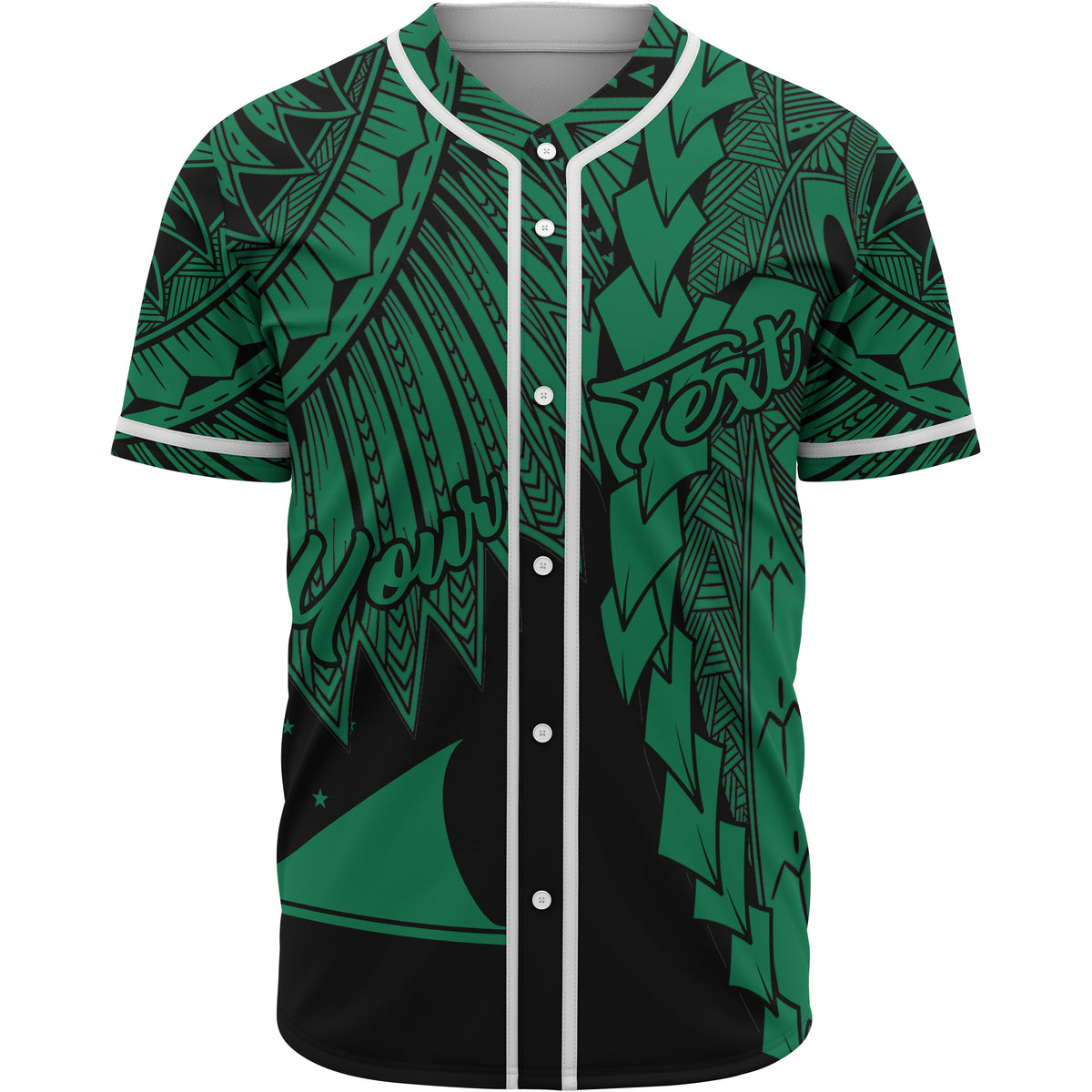 Tokelau Polynesian Custom Personalised Baseball Shirt - Tribal Wave Tattoo Green Unisex Green - Polynesian Pride