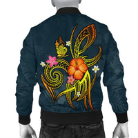 New Caledonia Polynesian Men's Bomber Jacket - Legend of New Caledonia (Blue) - Polynesian Pride