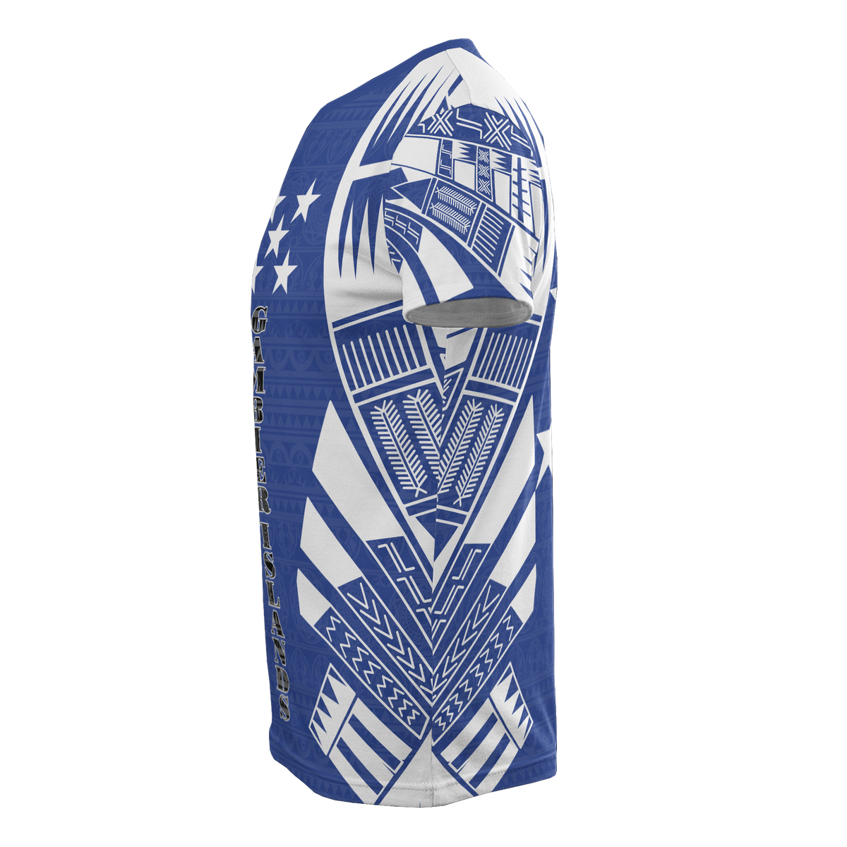 Gambier Islands T Shirt National Flag Polynesian Tattoo Blue Style - Polynesian Pride