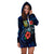 Tuvalu Polynesian Hoodie Dress - Blue Turtle Hibiscus - Polynesian Pride