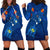 Hawaiian Islands Hoodie Dress - Hawaii Tropical Flowers and Turtles Blue LT13 Blue - Polynesian Pride