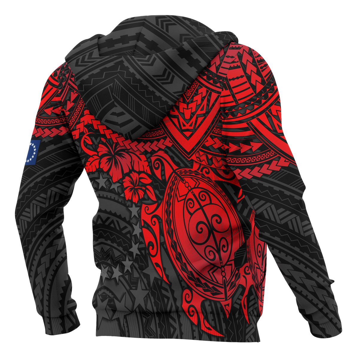 Cook Islands Polynesian Zip up Hoodie Red Turtle - Polynesian Pride