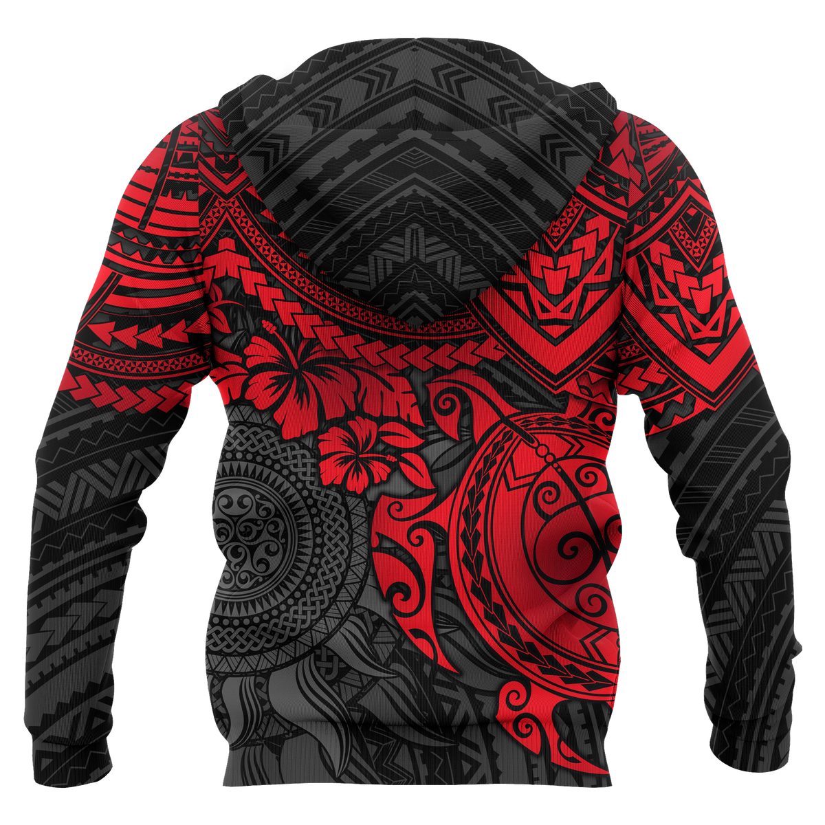 Polynesian Zip up Hoodie Polynesian Red Turtle - Polynesian Pride