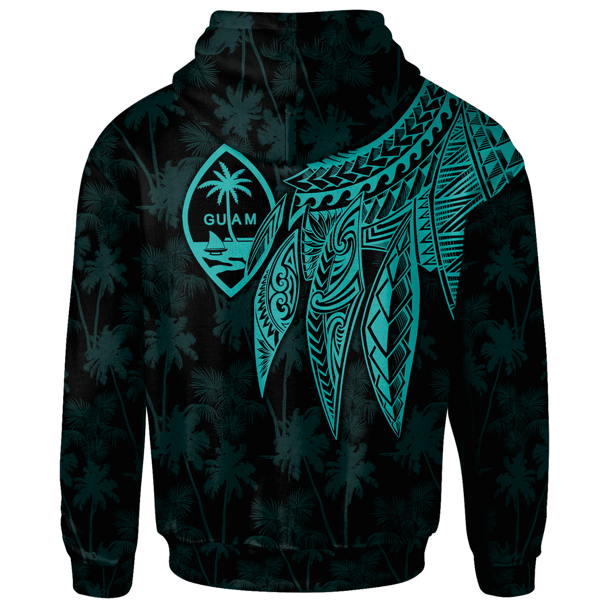 Guam Hoodie Polynesian Wings (TurQuoiSe) - Polynesian Pride