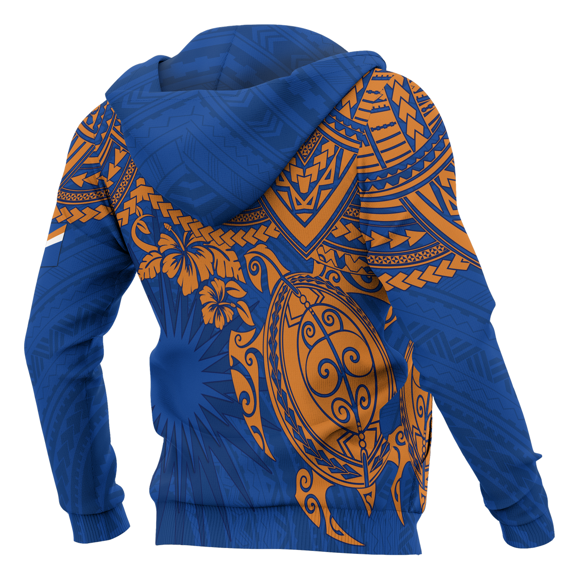 Marshall Islands Polynesian Zip up Hoodie Blue Turtle - Polynesian Pride