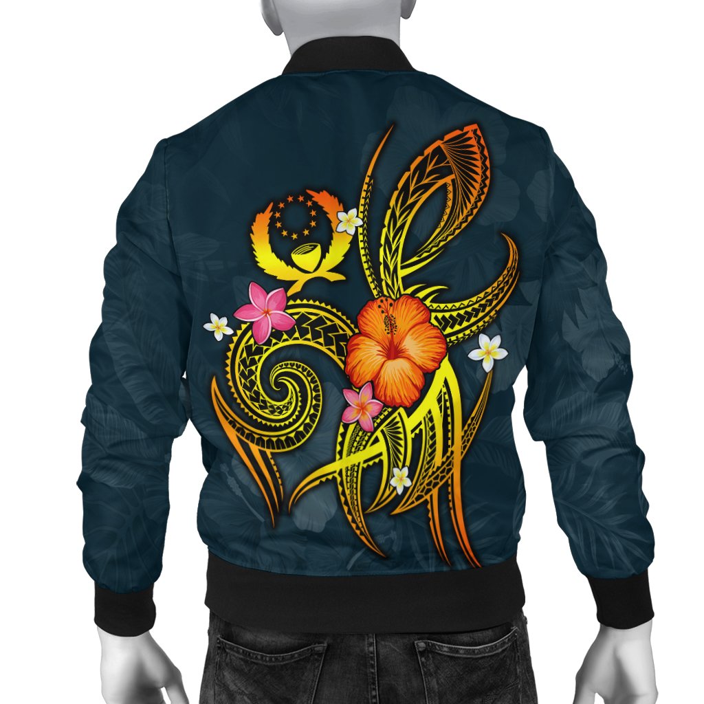 Pohnpei Polynesian Men's Bomber Jacket - Legend of Pohnpei (Blue) - Polynesian Pride
