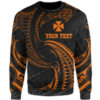 Wallis And Futuna Polynesian Custom Personalised Sweater - Orange Tribal Wave Unisex Orange - Polynesian Pride