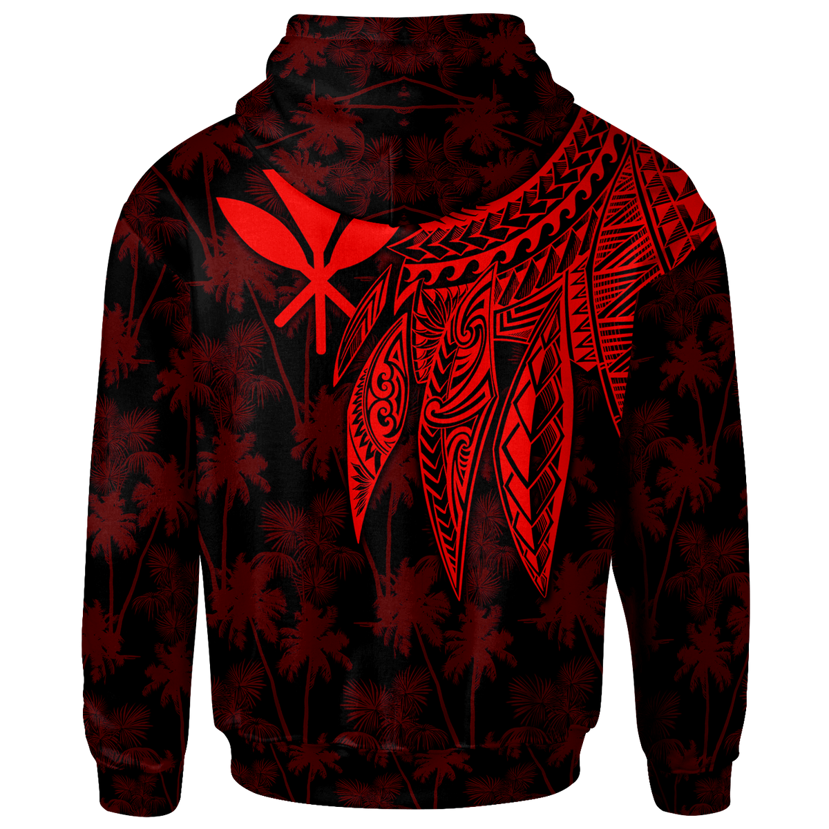 Polynesian Hawaii Kanaka Maoli Zip up Hoodie Polynesian Wings (Red) - Polynesian Pride