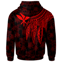 Polynesian Hawaii Kanaka Maoli Zip up Hoodie Polynesian Wings (Red) - Polynesian Pride