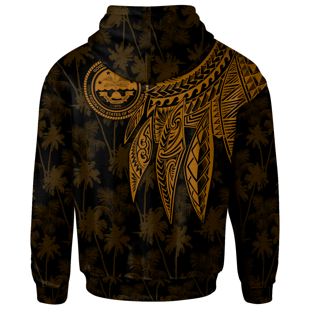Federated States of Micronesia Custom Zip up Hoodie Polynesian Wings (Golden) - Polynesian Pride
