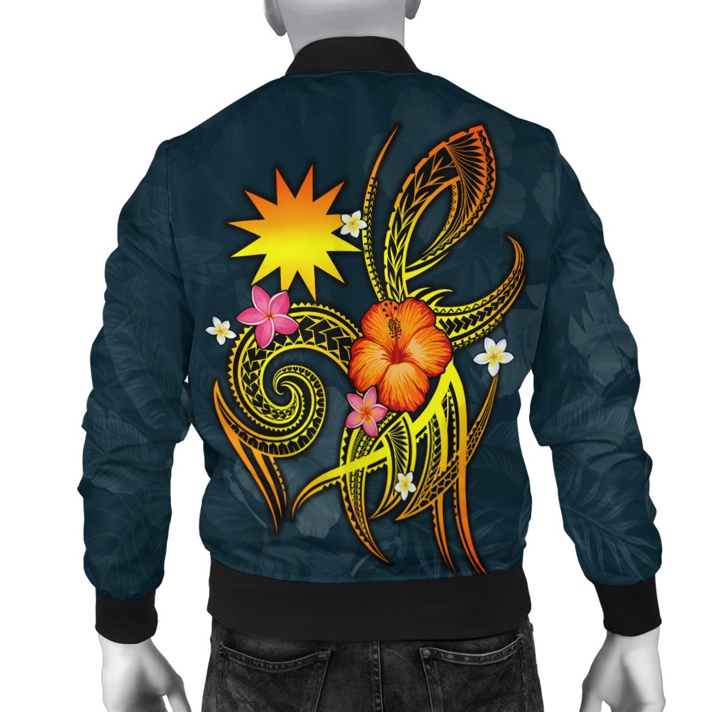 Nauru Polynesian Men's Bomber Jacket - Legend of Nauru (Blue) - Polynesian Pride