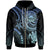 American Samoa Custom Zip up Hoodie Blue Turtle Unisex Blue - Polynesian Pride