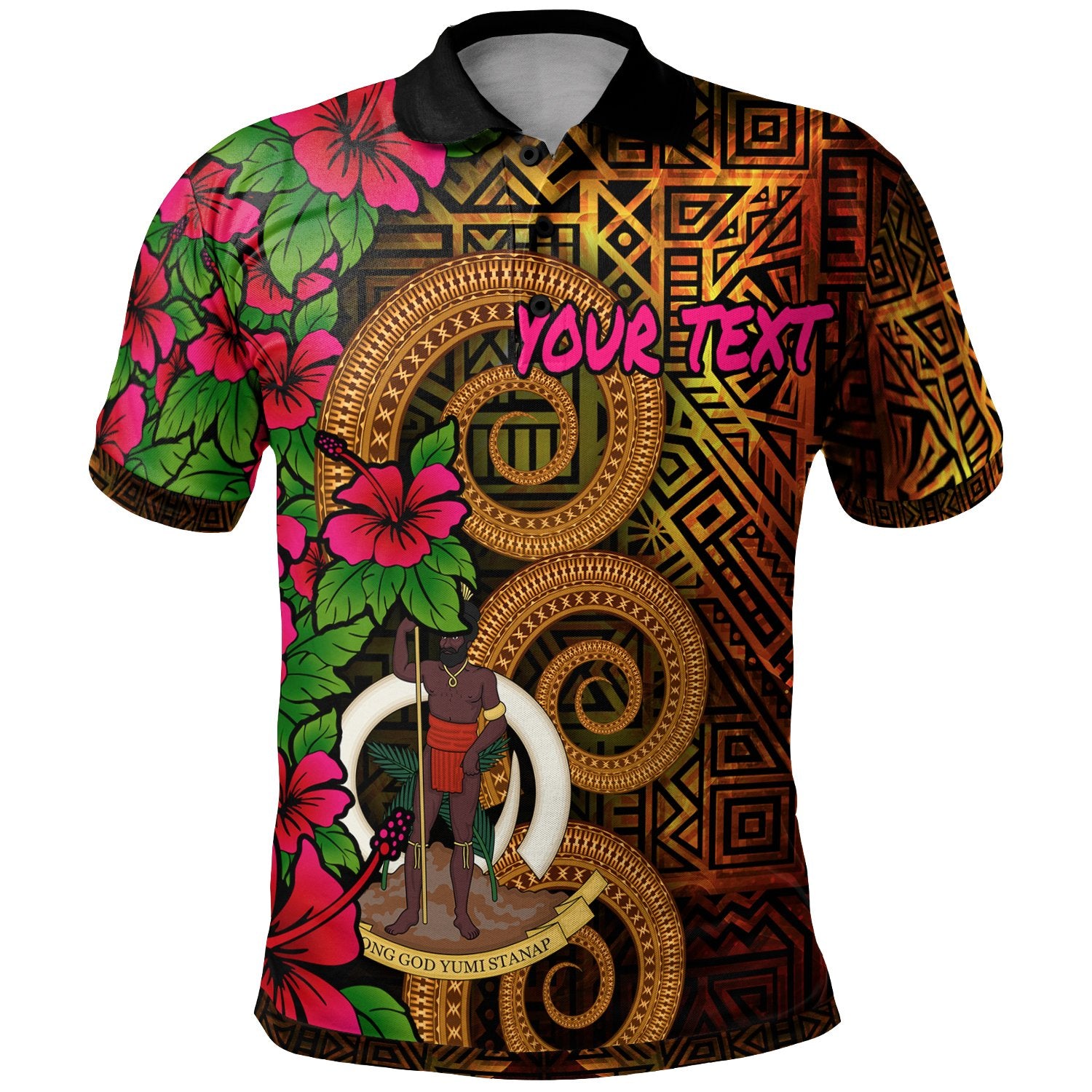 Vanuatu Polynesian Custom Polo Shirt Hibiscus Vintage Unisex Orange - Polynesian Pride