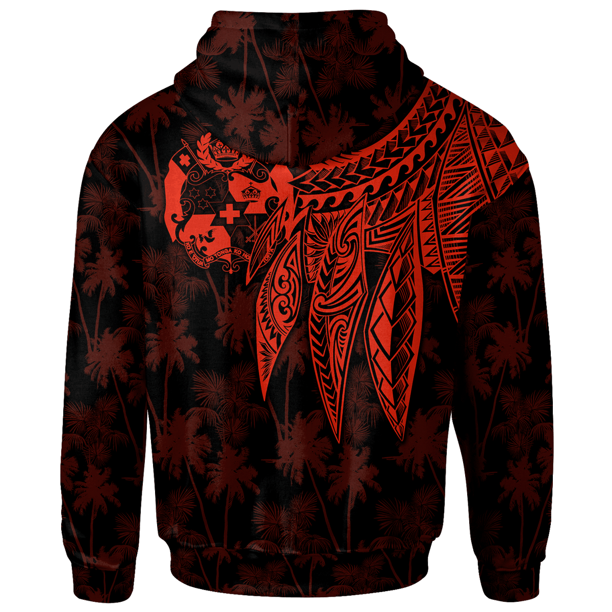 Tonga Custom Hoodie Polynesian Wings (Red) - Polynesian Pride