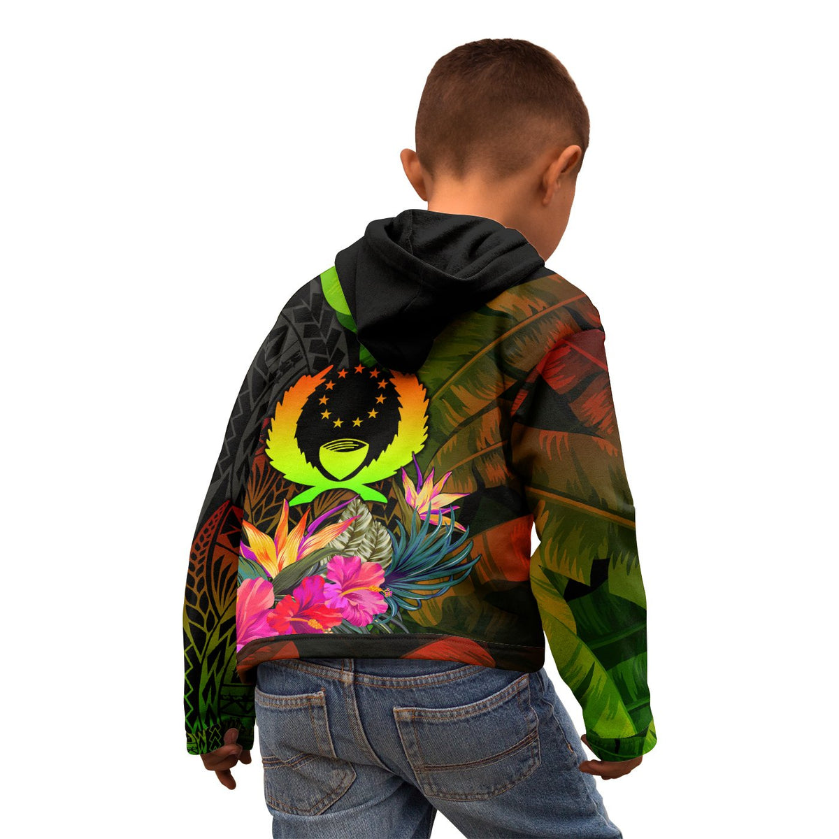 Pohnpei Polynesian Custom Hoodie Hibiscus and Banana Leaves - Polynesian Pride