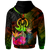 Vanuatu Polynesian Custom Zip up Hoodie Hibiscus and Banana Leaves - Polynesian Pride