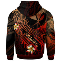 Hawaii Polynesian Zip up Hoodie Plumeria Flowers and Waves - Polynesian Pride