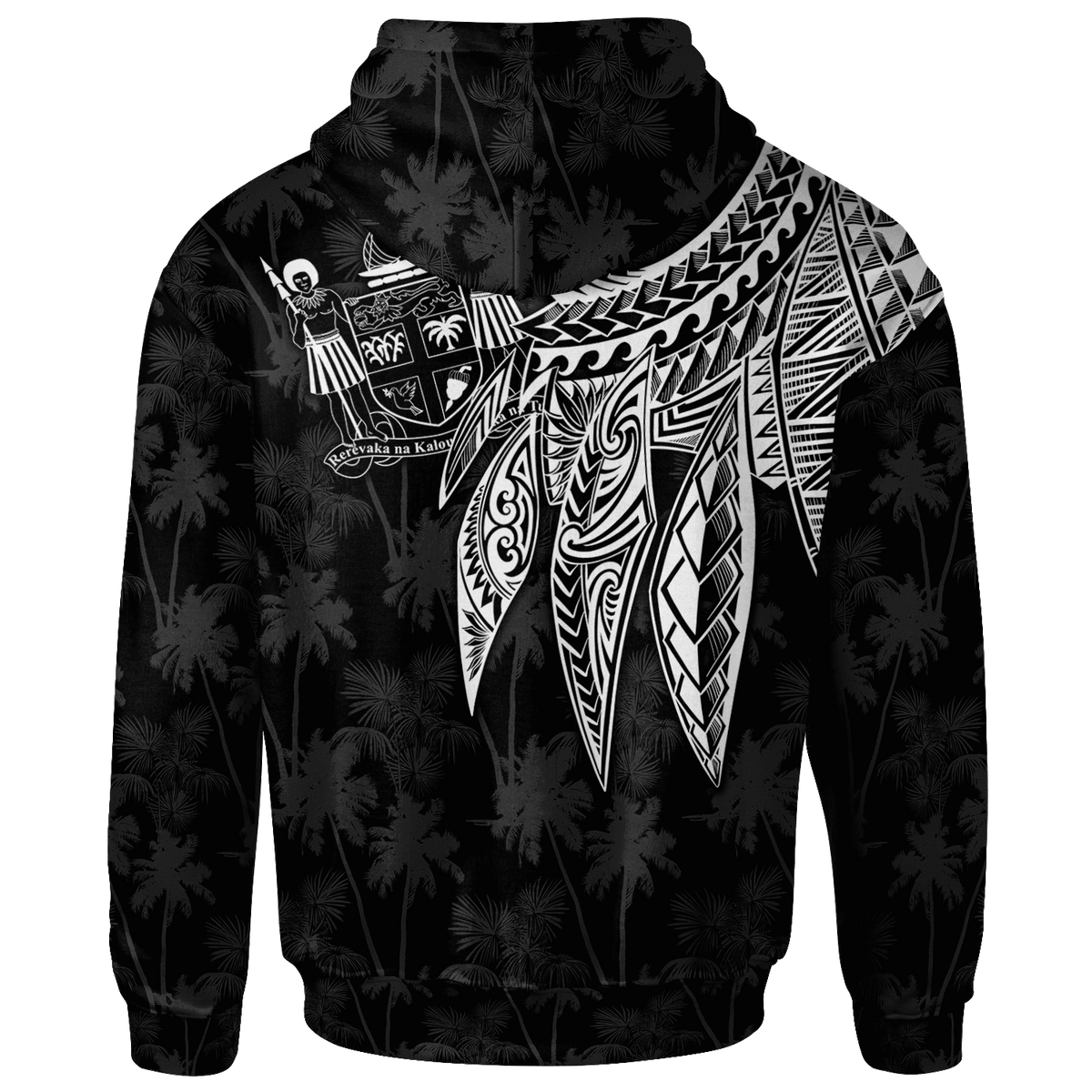 Fiji Custom Zip up Hoodie Polynesian Wings (White) - Polynesian Pride