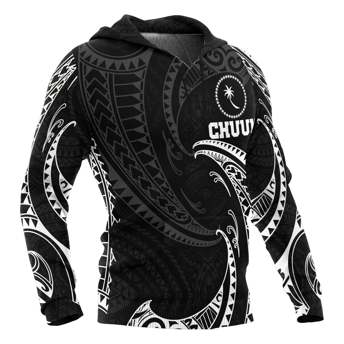Chuuk Micronesia Hoodie White Tribal Wave - Polynesian Pride