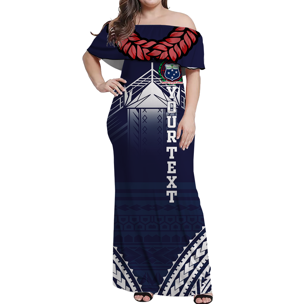 (Custom Personalised) Samoan Ula Fala Art Off Shoulder Long Dress - LT12 Long Dress Art - Polynesian Pride