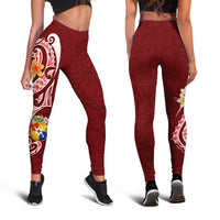 Tonga Women's Legging - Tonga Coat Of Arms With Polynesian Patterns - Polynesian Pride