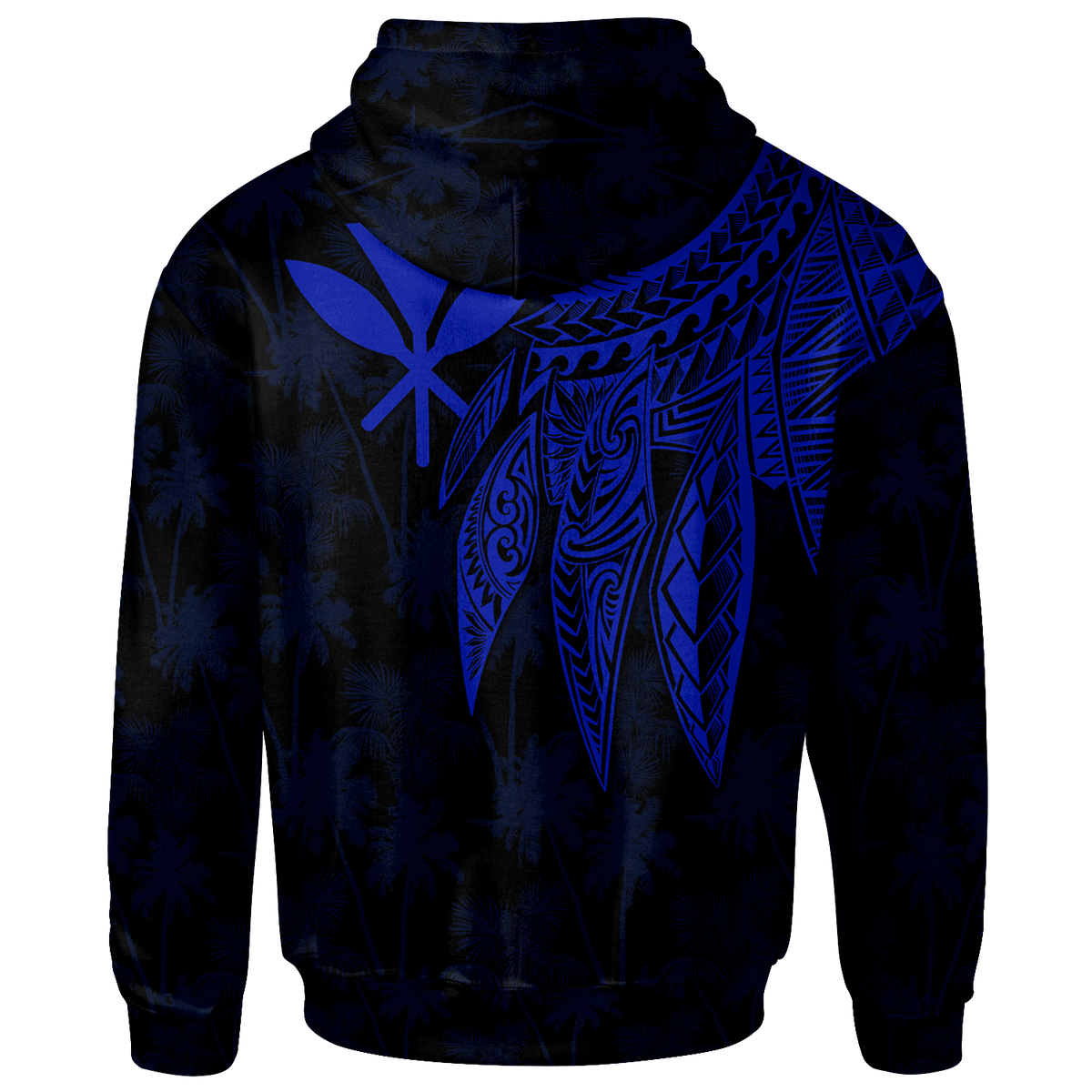 Polynesian Hawaii Kanaka Maoli Custom Hoodie Polynesian Wings (Blue) - Polynesian Pride