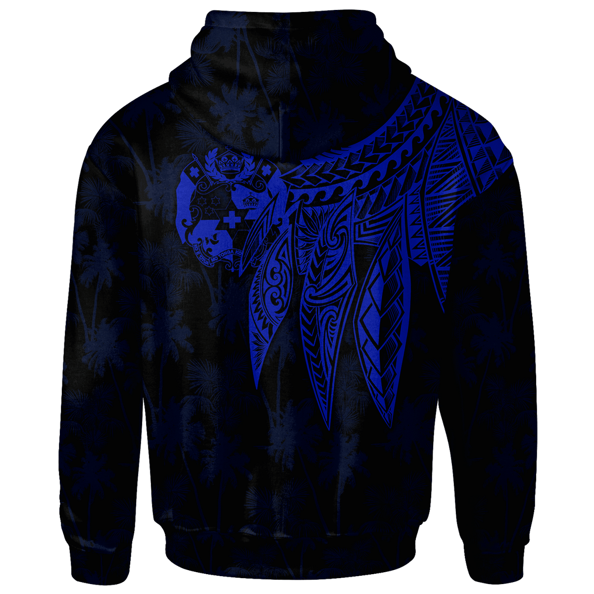 Tonga Custom Zip up Hoodie Polynesian Wings (Blue) - Polynesian Pride