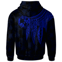 Tonga Custom Zip up Hoodie Polynesian Wings (Blue) - Polynesian Pride