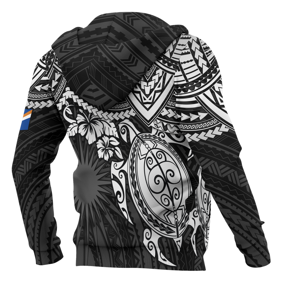 Marshall Islands Polynesian Zip up Hoodie White Turtle - Polynesian Pride