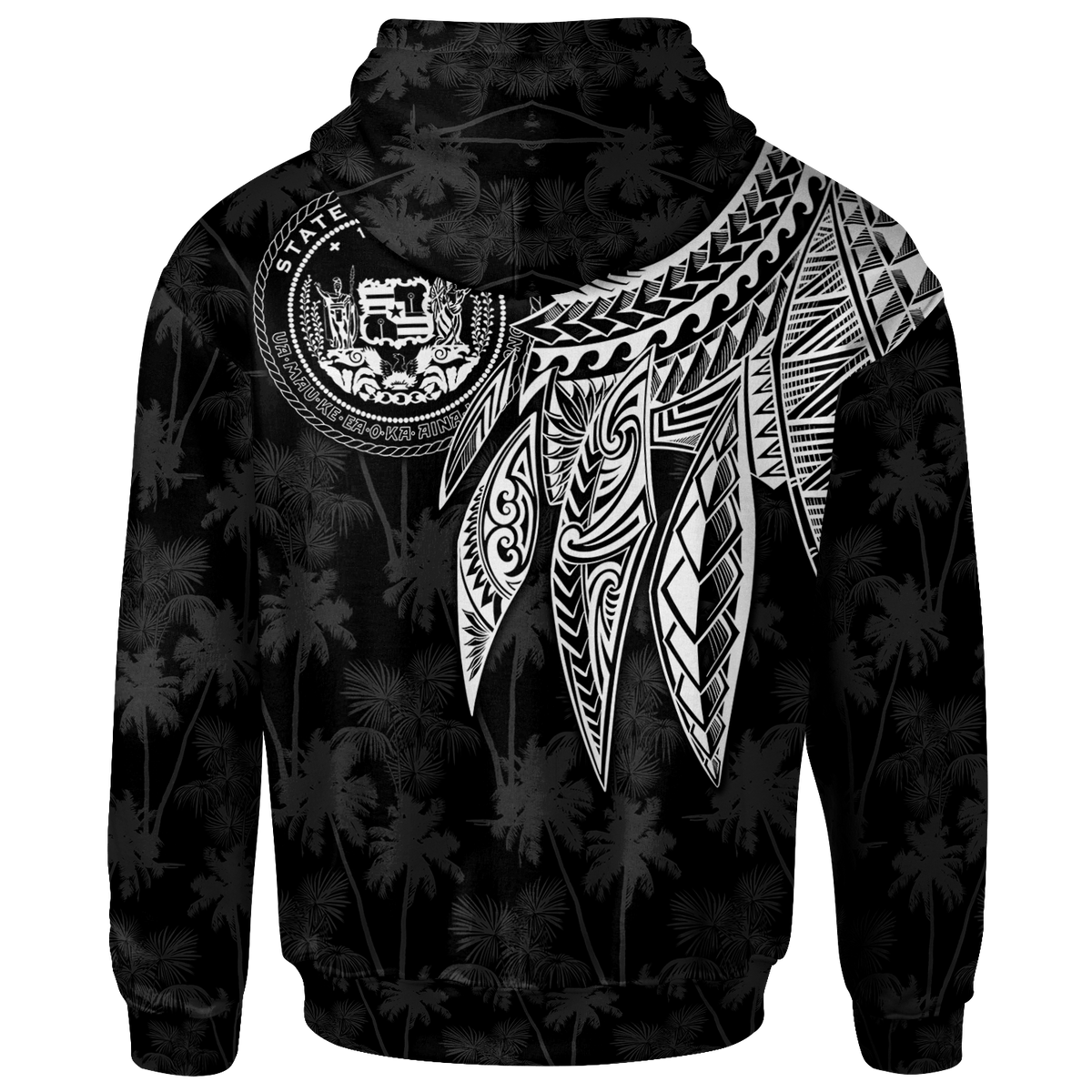Polynesian Hawaii Custom Zip up Hoodie Polynesian Wings (White) - Polynesian Pride