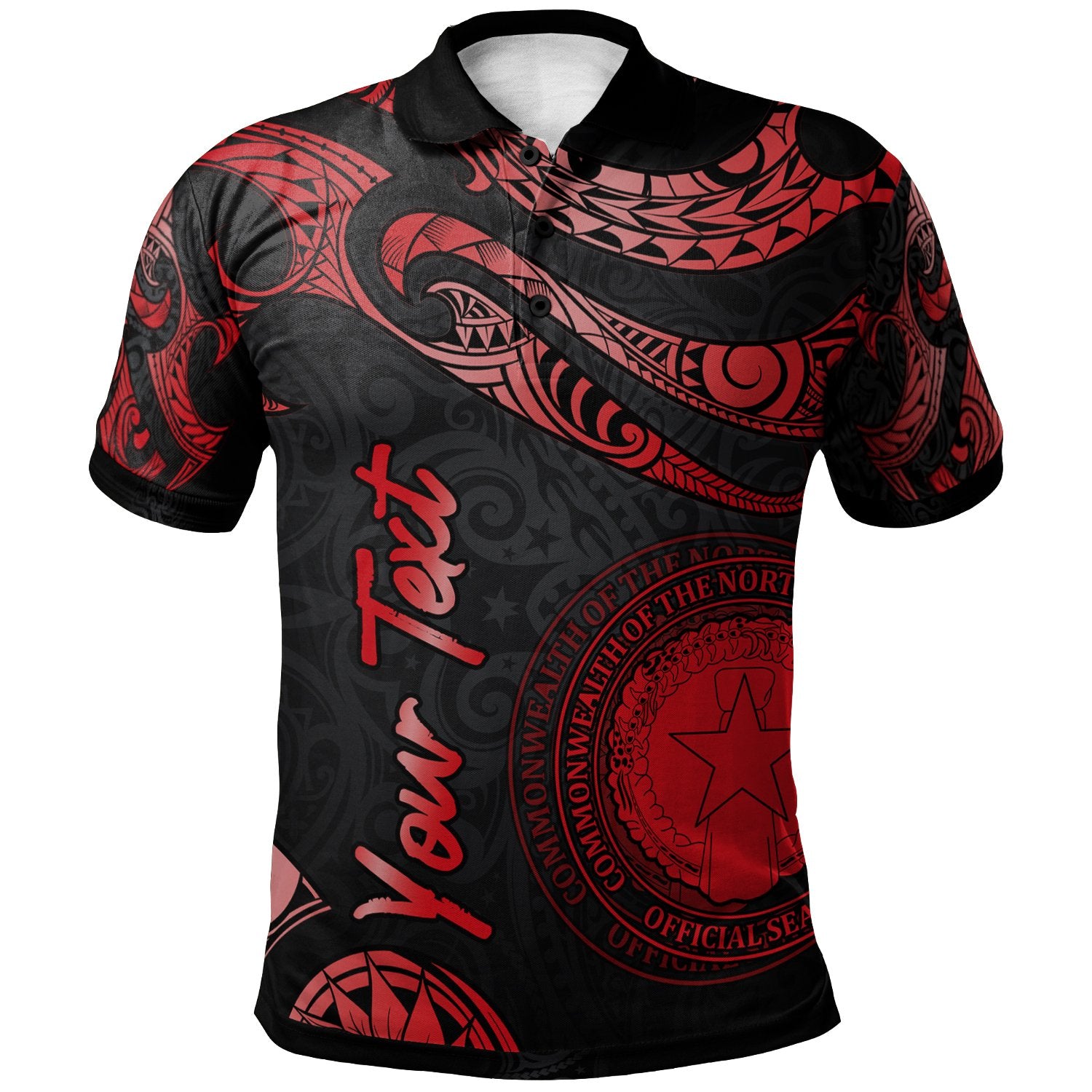 Northern Mariana Islands Custom Polo Shirt Polynesian Tattoo Red Version Unisex Red - Polynesian Pride